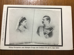 Serbien 1903 Konig Alexander Koningin Draga Not Used Postcard - Huwelijken