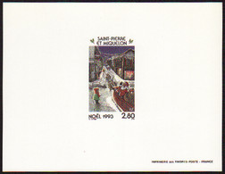 Saint Pierre Et Miquelon épreuves De Luxe N°591 2f80 Noël 1993 épreuve De Luxe - Imperforates, Proofs & Errors