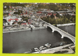 ANDENNE Belle Vue Aérienne La Meuse En Amont Du Pont En 1974 Péniches VOIR DOS - Andenne