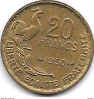*france 20 Francs 1950   G. Guiraud 3  Plumes Km 917.1   Xf - 20 Francs