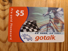 Prepaid Phonecard New Zealand, GOtalk - Bicycle, Bike - Nuova Zelanda