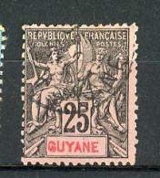 GUYANE - Yv. N° 37  (o)  25c Cote 7 Euro BE R  2 Scans - Gebraucht