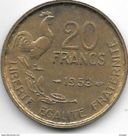 France 20 Francs 1953   G. Guiraud  4  Plumes Km 917.1   Xf+ - 20 Francs