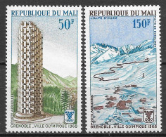 Sport D'hiver - Mali PA/AM N°53 50F & N°54 150F (JO De Grenoble) 1968 ** - Hiver 1968: Grenoble