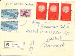 Turkey Registered Cover Sent To Denmark 22-5-1970 Topic Stamps Incl. Europa Cept - Lettres & Documents