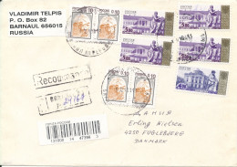 Russia Registered Cover Sent To Denmark 1-1-2003 Topic Stamps - Cartas & Documentos