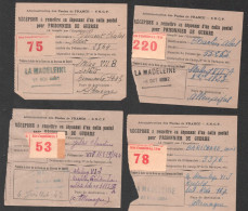 LOT DE 4 RECEPISSES COLIS PRISONNIER DE GUERRE / LA MADELEINE MOULINS ALLIER / STALAG  VII A / VII B /  VI J D3155 - Documenti