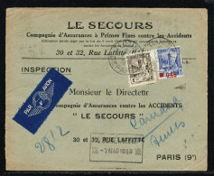 TUNISIE  Lettre Commerciale Avion Affr. Composé 0,65 SURCH BASSE TUNIS RP DEPART (gros Caractères) 1-3-38 - Sonstige & Ohne Zuordnung