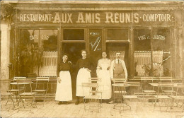 CARTE PHOTO A IDENTIFIER AUX AMIS REUNIS RESTAURANT Mr BAILLY - HENNEQUIN SUCCESSEUR CAFE A 0 Fr 10 QUI DIT MIEUX ? - Te Identificeren