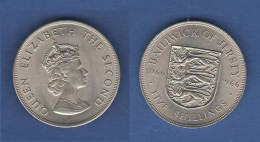Jersey Five 5 Shillings 1966 Battle Of Hastings Nickel Coin Queen Elizabeth - Jersey