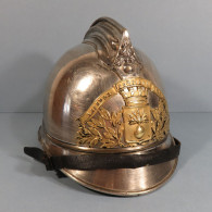 CASQUE D'OFFICIER DES SAPEURS POMPIERS AVEC PLAQUE VILLE DE LAUZET 1900 1895 - Copricapi