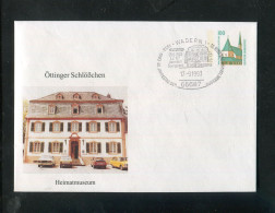 "BUNDESREPUBLIK DEUTSCHLAND" 1993, Privatganzsachenumschlag "Oettinger Schloesschen" SSt. "WADERN" (5966) - Buste Private - Usati