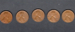 USA - Lot 5 Pièces 1 Ct "Lincoln Memorial Penny" 1965/66/67/71/78 TTB/VF  KM.201 - 1959-…: Lincoln, Memorial Reverse