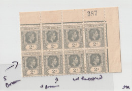 Leeward Islands 1938-42 King George VI Th  SG 103 A ERROR AND VARITYS  Slate -Grey Block Of 8 (sh57) - Leeward  Islands