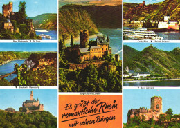 MULTIPLE VIEWS, CASTLE, ARCHITECTURE, SHIP, GERMANY, POSTCARD - Braubach