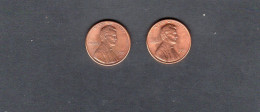 USA - Lot 2 Pièces 1 Cent Lincoln Memorial Penny 1990/90D SPL/AU  KM.201a - 1959-…: Lincoln, Memorial Reverse