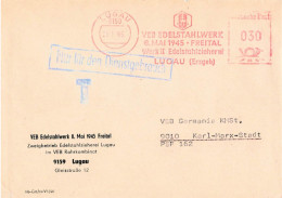 DDR Brief VEB Edelstahlwerk 8.Mai 1945 Freital Lugau 1985 Dienstpost - Maschinenstempel (EMA)