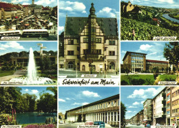 SCHWEINFURT, MULTIPLE VIEWS, ARCHITECTURE, BUS, UMBRELLA, MARKET, FOUNTAIN, RESORT, LAKE, CARS, CASTLE,GERMANY, POSTCARD - Schweinfurt