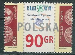 Poland Stamps MNH ZC.3565: Philatelic Exhibition Israel 98 - Ungebraucht