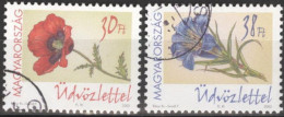 HONGRIE - Timbres De Messages - Fleurs - Pavot Rouge Et Gentiane Bleue - Used Stamps