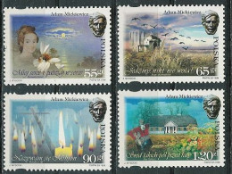 Poland Stamps MNH ZC.3589-92 +bl123: Adam Mickiewicz 200 Y. + Block - Nuevos