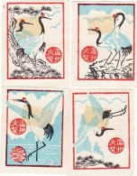 China Set 4 Different Matchbox Labels, Stork, Crane - Bird - Boites D'allumettes - Etiquettes