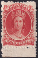 Nova Scotia 1860 Sc 12  MLH* Margin Single Whitish Paper - Neufs