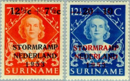 Suriname 1953 Toeslag Stormramp Nederland NVPH 295-296- MNH** Postfris - Suriname ... - 1975