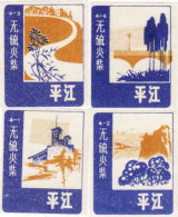 China Set 4 Different Matchbox Labels, Painting, Country - Boites D'allumettes - Etiquettes