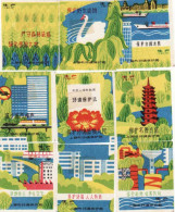 China Puzzle 9 Different Matchbox Labels, Painting, Country, Swan - Boites D'allumettes - Etiquettes