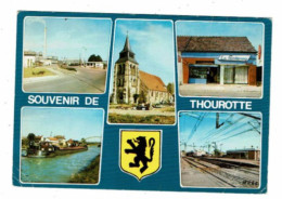 Cpm THOUROTTE Multi Vues Usine Saint Gobain Café Le Fontenoy Canal Gare - Thourotte