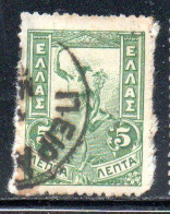 GREECE GRECIA ELLAS 1901 GIOVANNI DA BOLOGNA'S HERMES FLYING MERCURY MERCURIO 5l USED USATO OBLITERE' - Gebraucht