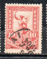 GREECE GRECIA ELLAS 1901 GIOVANNI DA BOLOGNA'S HERMES FLYING MERCURY MERCURIO 10l USED USATO OBLITERE' - Usati