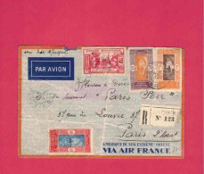 Lettre Recommandée De 1937 Pour La France - YT N° 58, 63, 65 Et 105 - Exposition Internationale De Paris - Cartas & Documentos