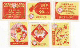 China Set 6 Different Matchbox Labels, Fauna, Animal, Elephant, Bird, Dragon - Boites D'allumettes - Etiquettes