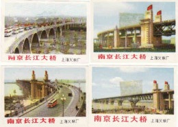 China Set 4 Different Matchbox Labels, Bridges, Bus, Auto - Boites D'allumettes - Etiquettes