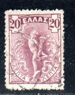 GREECE GRECIA ELLAS 1901 GIOVANNI DA BOLOGNA'S HERMES FLYING MERCURY MERCURIO 20l USED USATO OBLITERE' - Usados