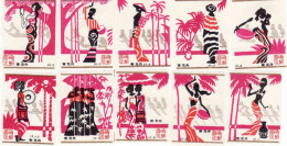 China Set 10 Different Matchbox Labels, Flowers, Girl, Palm, Painting - Boites D'allumettes - Etiquettes