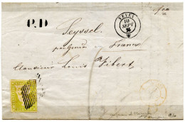 40 RP VERT OLIVE 1ER TIRAGE DE MUNICH SUR LETTRE AVEC CORRESPONDANCE (TRACES DE PAPIER COLLANT) DE VEVEY POUR SEYSSEL - Storia Postale