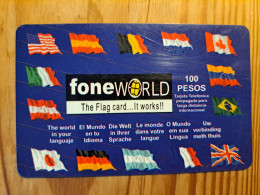 Prepaid Phonecard Mexico, Fone World - Flag - México