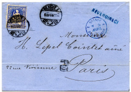 SUISSE - SBK 41B 30C REINBLAU SUR LETTRE POUR PARIS - CERTIFICAT - 1868 - Lettres & Documents