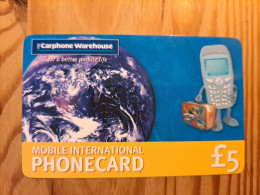 Prepaid Phonecard United Kingdom, Cardphone Warehouse - Earth, Globe - Emissions Entreprises