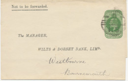 GB 190?, EVII ½d Green Stamped To Order Wrapper (WS11, Wilts & Dorset Bank Ltd. / S.R. Scott, Stratten & Co., E.C.) With - Cartas & Documentos