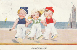 4924 161 Illustrator John Willis, Strandwandeling  1934. (Bovenrand Een Klein Scheurtje)  - Wills, John