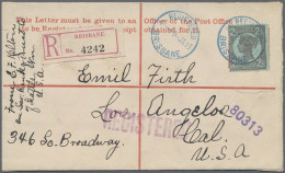 Queensland - Postal Stationery: 1913, 3d Red KEVII Registered Envelope On White - Storia Postale