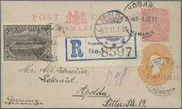 Tasmania -  Postal Stationery: 1882, ½d Yellow-orange Oval Embossed QV Below 1d - Covers & Documents