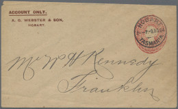 Tasmania -  Postal Stationery: 1904/1911, 1d Red QV Oval Embossed Printed-to-ord - Briefe U. Dokumente