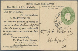 Australia - Postal Stationery: 1928, 1d Green KGV Embossed Stamped-to-order BLOT - Postal Stationery