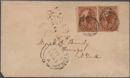 Colony Of Canada: 1851, 3d. Red "American Beaver", Vertical Pair, Tied By Mute K - ...-1851 Prefilatelia