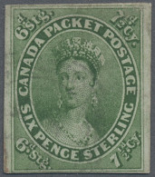 Colony Of Canada: 1857 Queen Victoria 7½d. Green, Imperf, Used, With Close To Wi - ...-1851 Prephilately